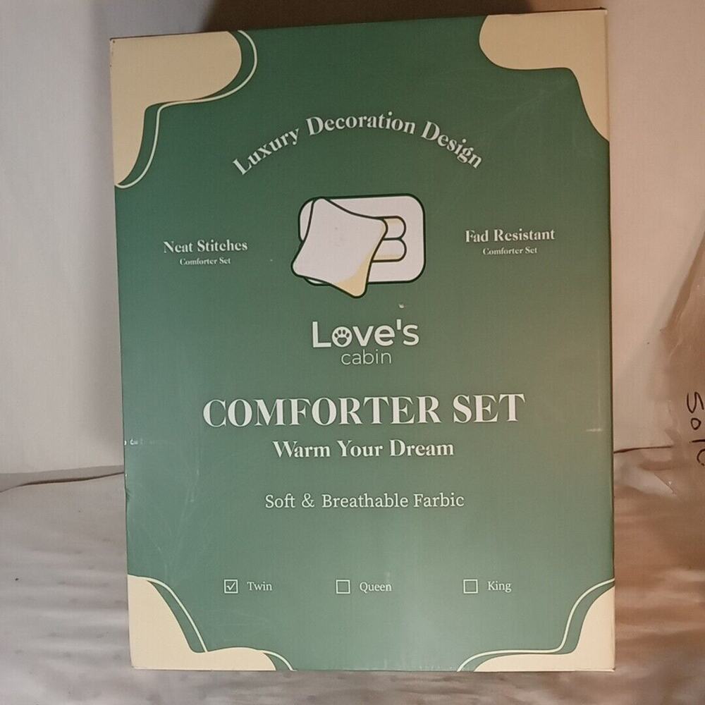 Loves Cabin Twin Comforter Set Light Blue